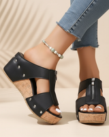 Gigi | Stylische Keilsandale mit Komfort-Sohle in Schwarz (Fast ausverkauft)