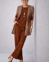 Glenna | Elegantes 3-teiliges Casual-Set in Braun
