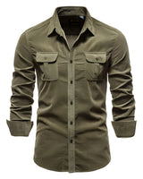 Freizeithemd Kurzarm Herren Slim Fit in Olive