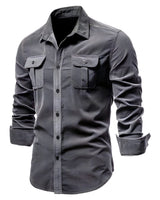 Freizeithemd Kurzarm Herren Slim Fit in Dunkelgrau