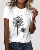 Frida | Damen Pusteblume Print T-Shirt in Weiß