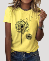Frida | Damen Pusteblume Print T-Shirt in Gelb