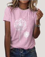 Frida | Damen Pusteblume Print T-Shirt in Rosa