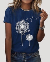 Frida | Damen Pusteblume Print T-Shirt in Blau