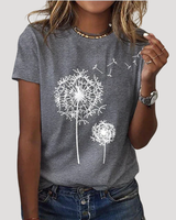 Frida | Damen Pusteblume Print T-Shirt in Grau