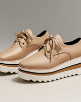 Frieda | Damen Plateau Sneaker mit Schnürung in Beige