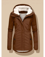 Frieda | Damen Wasserdichte Winterjacke mit Kapuze und Reißverschluss in Braun