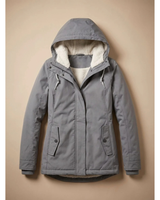 Frieda | Damen Wasserdichte Winterjacke mit Kapuze und Reißverschluss in Grau