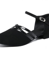 Friederike | Damen Schwarze Tanzschuhe mit Riemen, Schnalle und Absatz in Schwarz