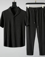 Luca - Shirt mit kurzen Ärmeln und Hose mit flexiblem Bund in Schwarz