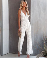 Gabriela | Damen Ärmellos Overall mit Weitem Bein in Weiß