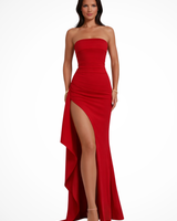 Galatea | Damen Trägerloses Abendkleid mit Schlitz Maxi in Rot