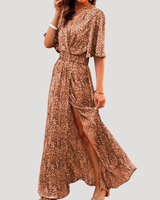 Galatea | Damen Wickel Maxi Kleid mit Schlitz in Beige