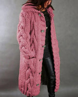 Edith | Damen Warmer Langer Strickcardigan für den Winter in Rosa