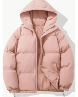 Geraldine | Damen Puffer Winterjacke mit Kapuze, Stehkragen und Reißverschluss in Rosa