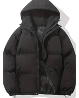 Geraldine | Damen Puffer Winterjacke mit Kapuze, Stehkragen und Reißverschluss in Schwarz