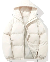 Geraldine | Damen Puffer Winterjacke mit Kapuze, Stehkragen und Reißverschluss in Beige
