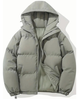 Geraldine | Damen Puffer Winterjacke mit Kapuze, Stehkragen und Reißverschluss in Grau