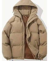 Geraldine | Damen Puffer Winterjacke mit Kapuze, Stehkragen und Reißverschluss in Khaki