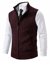 Gerd | Herren Strickjacke mit Fleece und Reißverschluss in Rot
