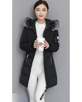 Gertrud | Damen Winterjacke Lang mit Kapuze und Reißverschluss, Komfort Parka mit Taschen in Schwarz