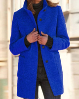 Gertrude | Damen Winterjacke mit Stehkragen, Langer Mantel mit Knöpfen in Dunkelblau