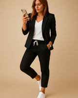 Aletha - Eleganter Damenblazer mit Hose in Schwarz