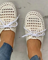 Gewebte Damen Mules sind atmungsaktive Sommer Slipper in Weiß