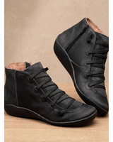 Gina | Damen Orthopädische Stiefeletten mit Schnürung und Reißverschluss in Schwarz
