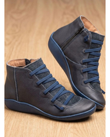 Gina | Damen Orthopädische Stiefeletten mit Schnürung und Reißverschluss in Blau