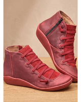 Gina | Damen Orthopädische Stiefeletten mit Schnürung und Reißverschluss in Rot