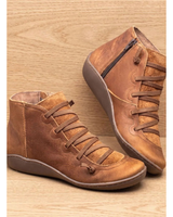Gina | Damen Orthopädische Stiefeletten mit Schnürung und Reißverschluss in Rostbraun