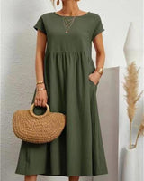 Ginovu - Stylisches Sommerkleid in Dunkelgrün