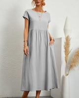 Ginovu - Stylisches Sommerkleid in Silber-Grau