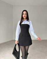 Giorgina | Damen Minikleid Elegant Modern Vielseitig in Schwarz