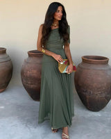 Briallen - Schulterfreies Softtouch-Kleid in Grün