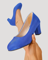 Giselle | Damen Blockabsatz Pumps mit rundem Zehenbereich in Blau