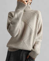 Susanne | Rollkragen Locker Geschnittener Pullover für Damen in Grau