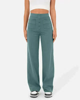 Nina | Elastische Hose mit hoher Taille in Stein Grün