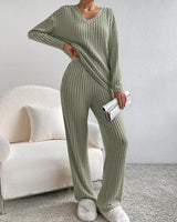 Damen Pullover Set mit weiter Hose Annabelle in Grün