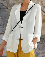 Greta | Damen Business Blazer mit Knöpfen in Weiß