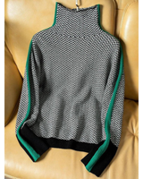 Greta | Damen Rollkragenpullover mit Muster und weitem Schnitt in Grün