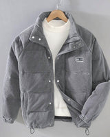 Asshh | Wattierte Jacke aus Cord in Silbergrau
