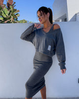 Imelda | Lässiges Sweatshirt- und Kleid-Set in Grau