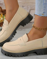 Gudrun | Damen Platform Loafer mit rutschfester Sohle in Beige
