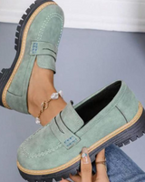 Gudrun | Damen Platform Loafer mit rutschfester Sohle in Grün