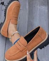 Gudrun | Damen Platform Loafer mit rutschfester Sohle in Braun