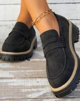 Gudrun | Damen Platform Loafer mit rutschfester Sohle in Schwarz