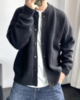 Gunther | Herren Oversized Strickjacke mit Knöpfen in Schwarz