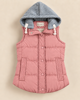 Haily | Damen Steppweste mit Kapuze, Reißverschluss und Taschen in Rosa